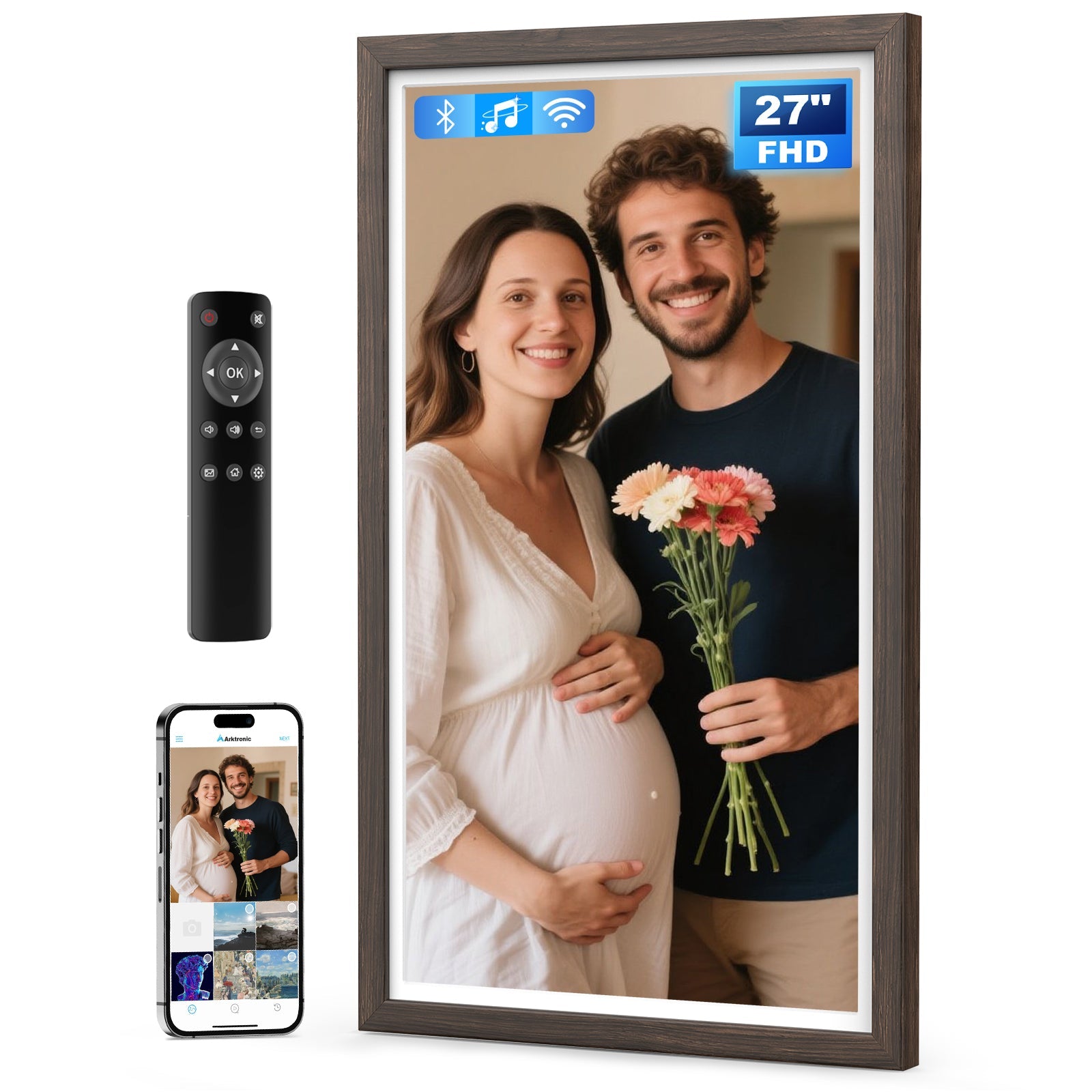 27  Dark Wood Pattern (27'' | FHD) Non-Touch