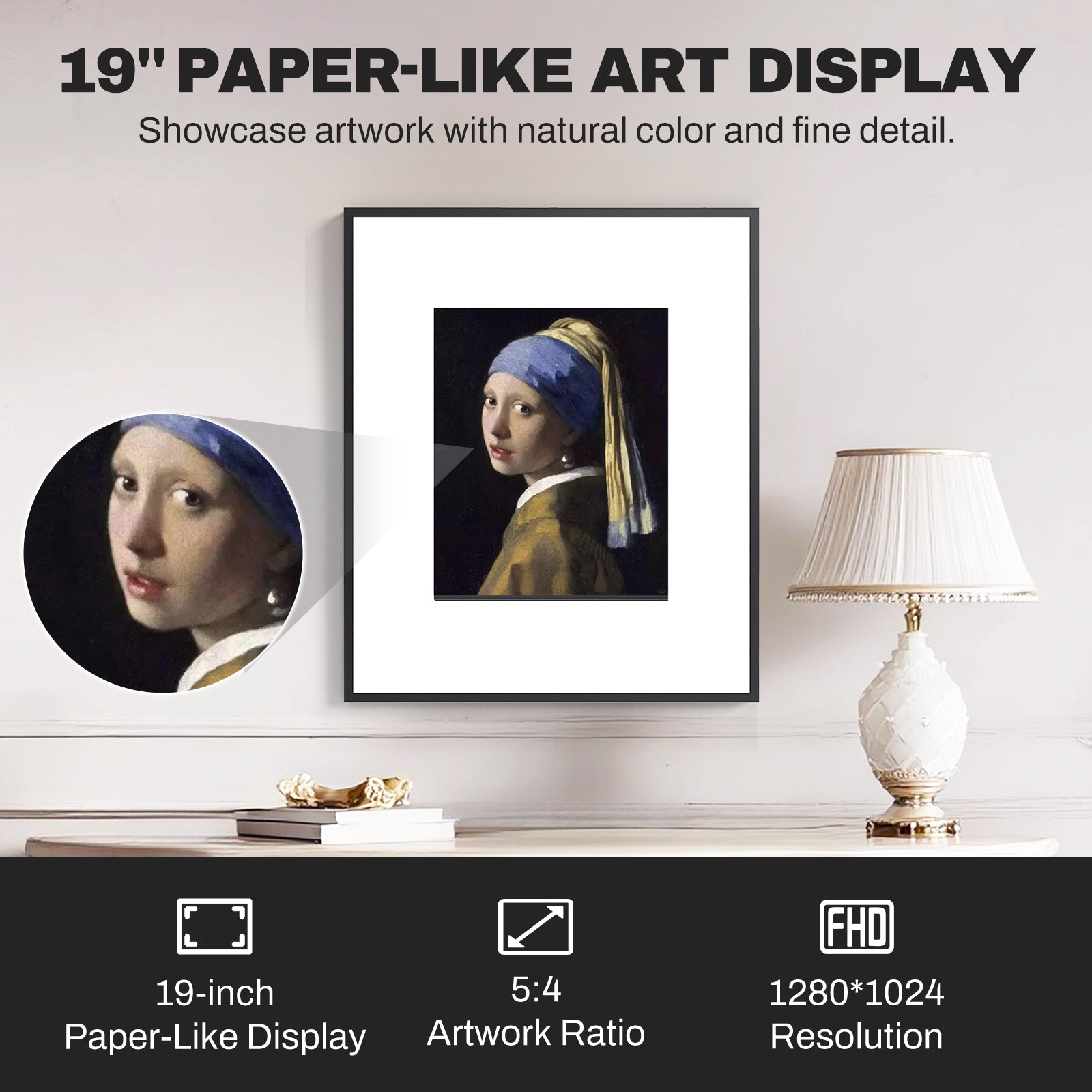 19" Smart Digital Art Frame with Bluetooth Speaker